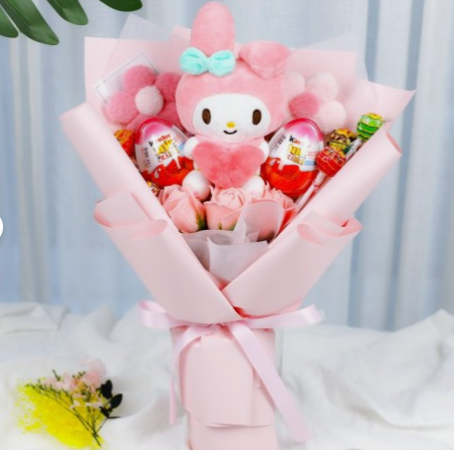 산리오 인형 꽃다발 킨더조이 사탕 졸업식 유치원 학예회 재롱잔치 발표회 마이멜로디 핑크